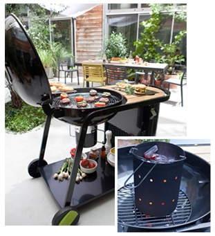 barbecue charbon de bois kinley o55 cm sur chariot