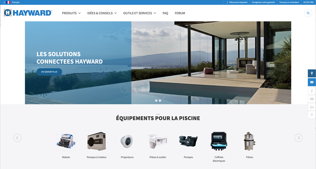 Le nouveau site de la marque d équipements et d accessoires piscine Hayward