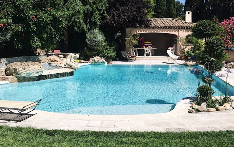 Un exemple de végétation autour d'une piscine