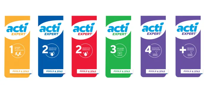 ACTI EXPERT : nom, packaging, les produits de traitement de l’eau pour piscines et spas font peau neuve