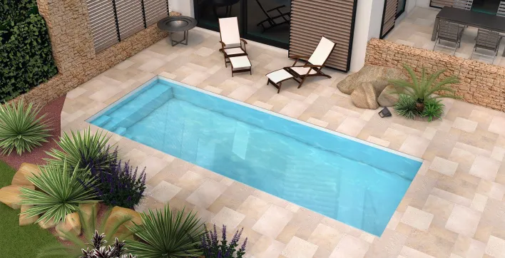 Les piscines coques avec escalier et banquette d’Aboral