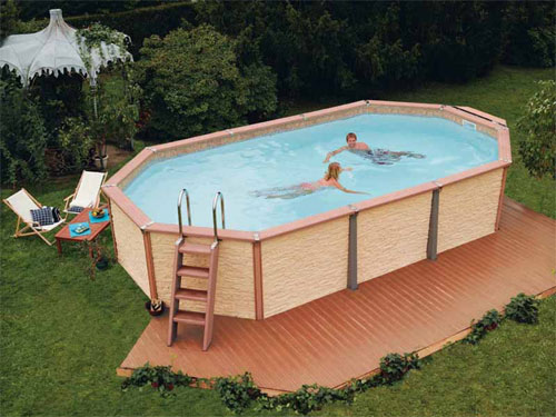 piscine Azteck en bois forme mixte