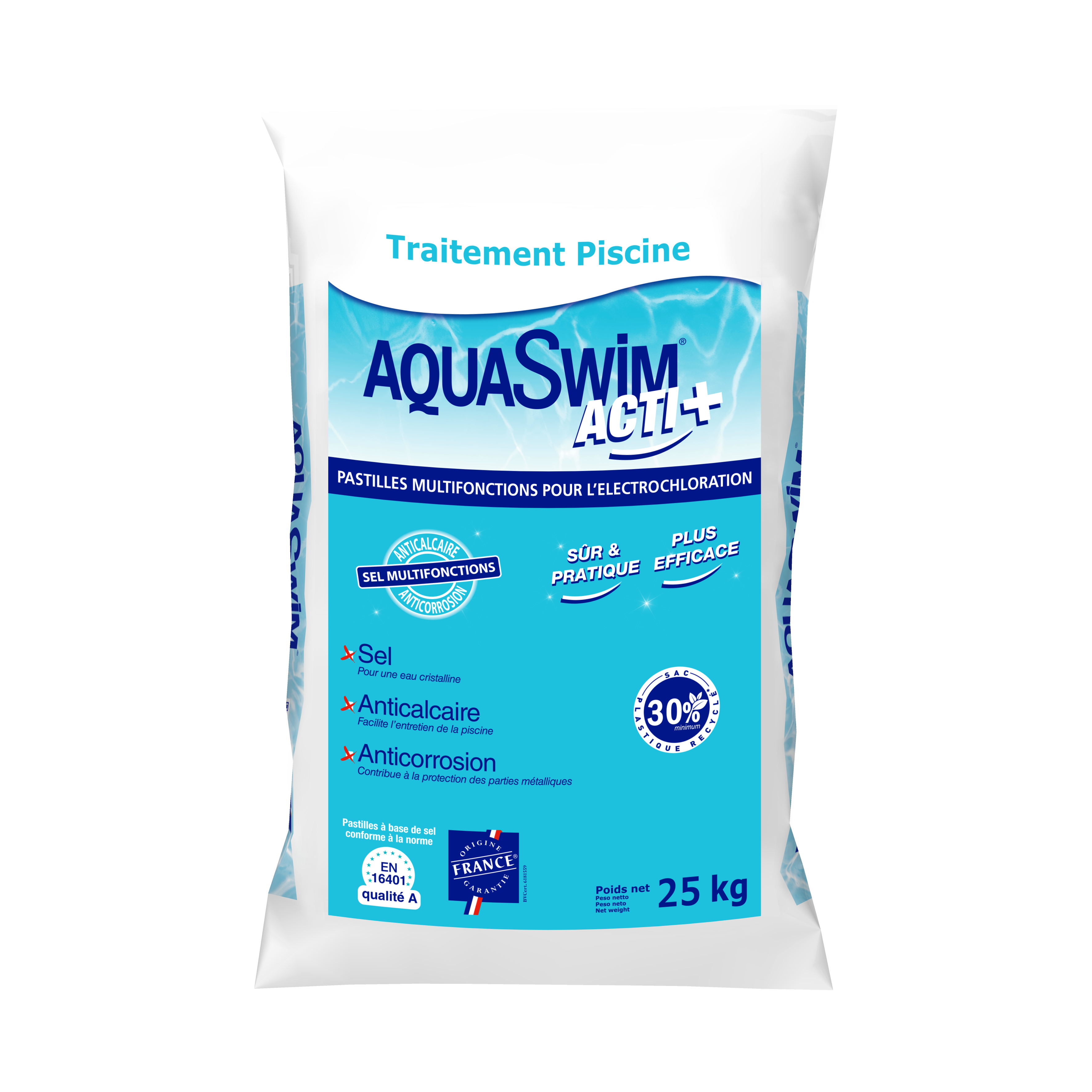 AquaSwim Acti+, le désinfectant de piscine au sel avec actions anti-calcaire et anti-corrosive