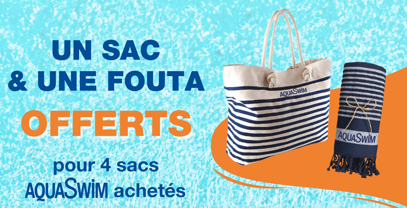 Un sac et une fouta offerts pour l'achat de 4 sacs d'AquaSwim acti+