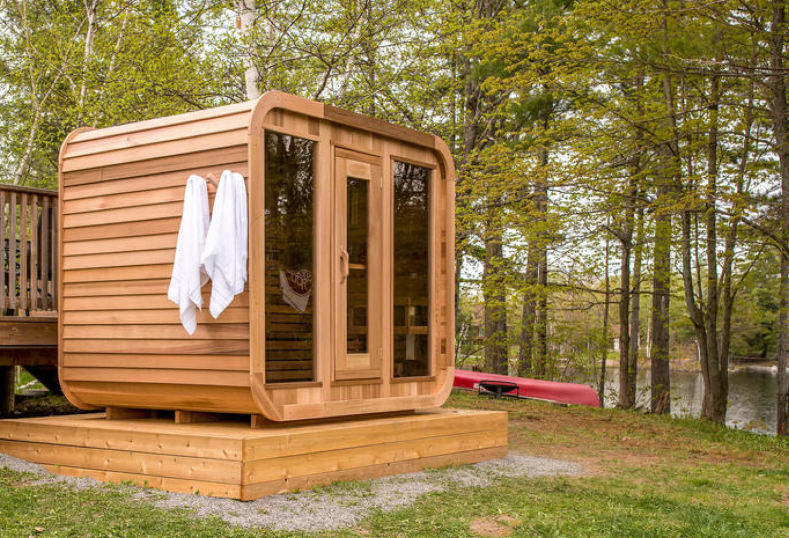 Le sauna d exterieur aux bouts arrondis d Aquilus