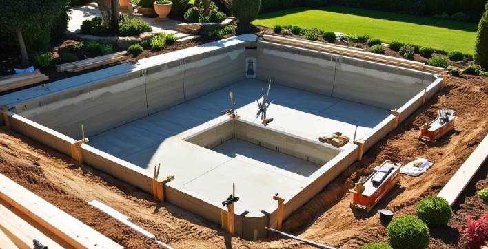 Une piscine en construction