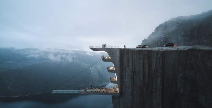 Une piscine suspendue en Norvège