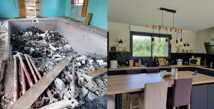 Une piscine couverte laissée à l'abandon transformée en maison