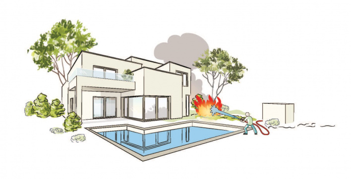 Le Pool Fire Protect éteint les incendies grâce à l'eau de la piscine