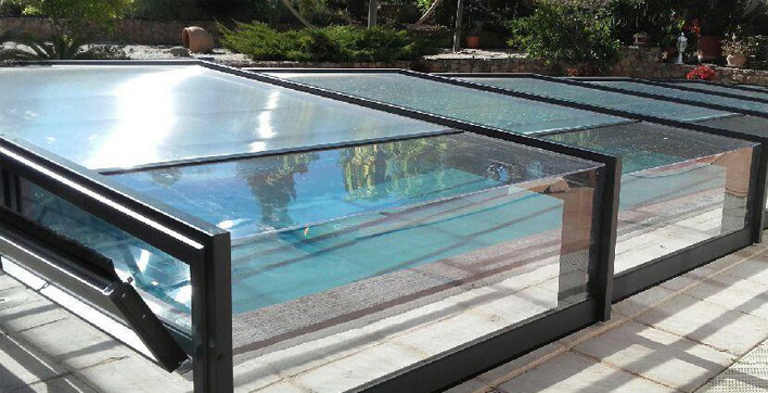 abri de piscine Delta bas transparent