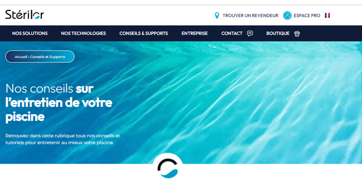 La nouveau site internet de Stérilor, spécialiste du traitement automatique des piscines