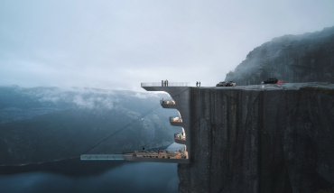 Une piscine suspendue en Norvège