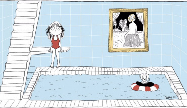 Une piscine dessinée et imaginaire pour lutter contre le confinement