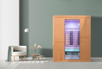 Un cabine sauna infrarouge avec panneaux tactiles de commande